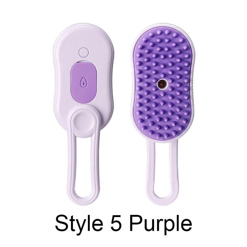 Steamy Brush Electric Spray Cat Hair Brush 3In1 Pet Hair Removal Tool 360° Rotating Handle Silicone Multifunctional Massage Comb